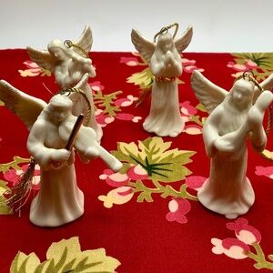 Set of 4 Vintage Mikasa Porcelain Christmas Angel Ornaments